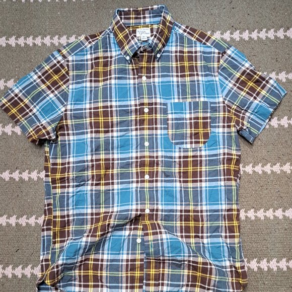 Men's J Crew Madras Short Sleeve Shirt - MED - Summerweight - Picture 1 of 4
